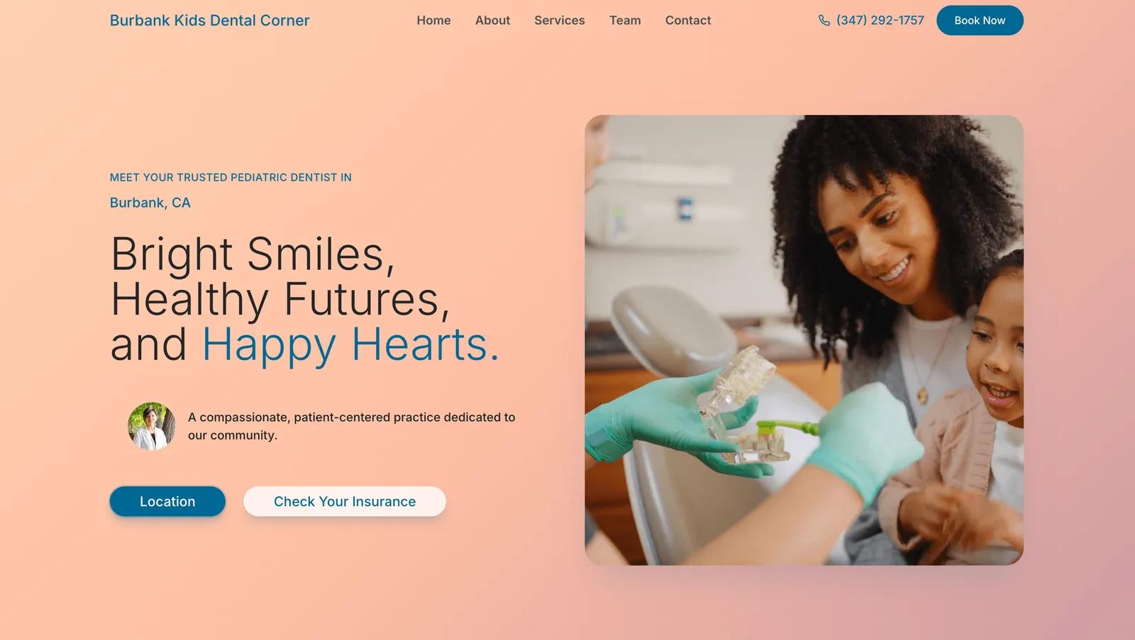 Burbank Kids Dental Corner website