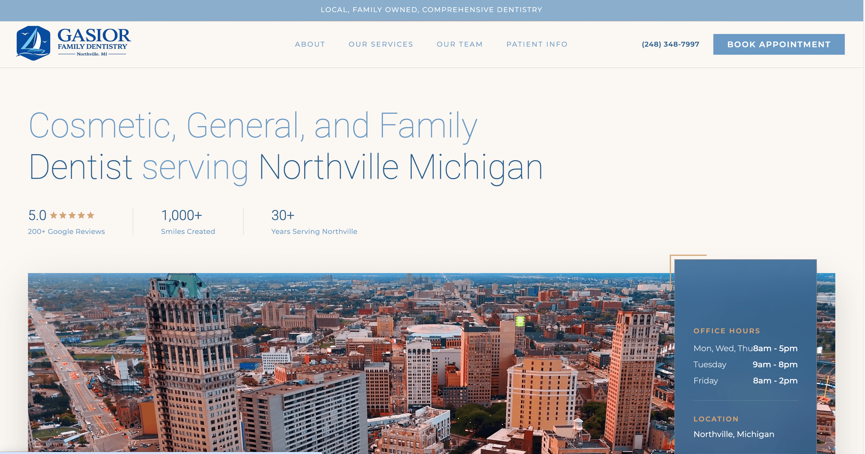 Gasior Family Dentistry website example