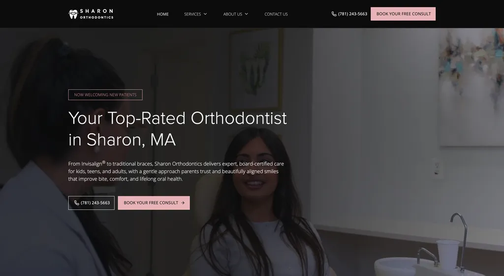 The Sharon Orthodontics website, an orthodontic practice in Sharon, Massachusetts