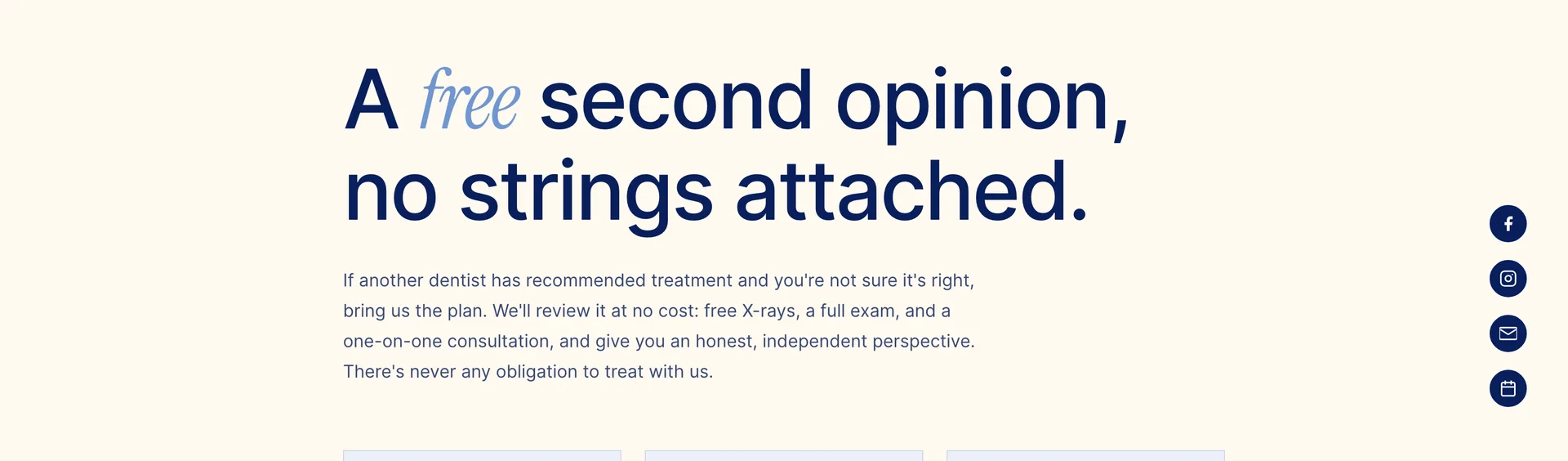Editorial typography reading A free second opinion, no strings attached