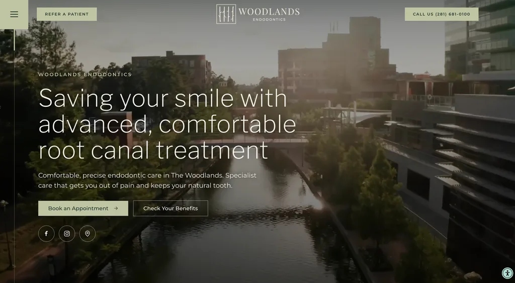 The Woodlands Endodontics website, a specialist endodontic practice in The Woodlands, Texas