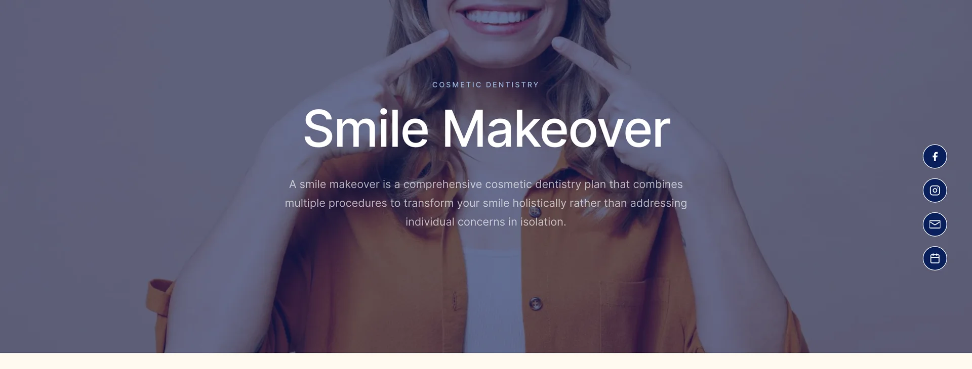 The smile makeover page hero