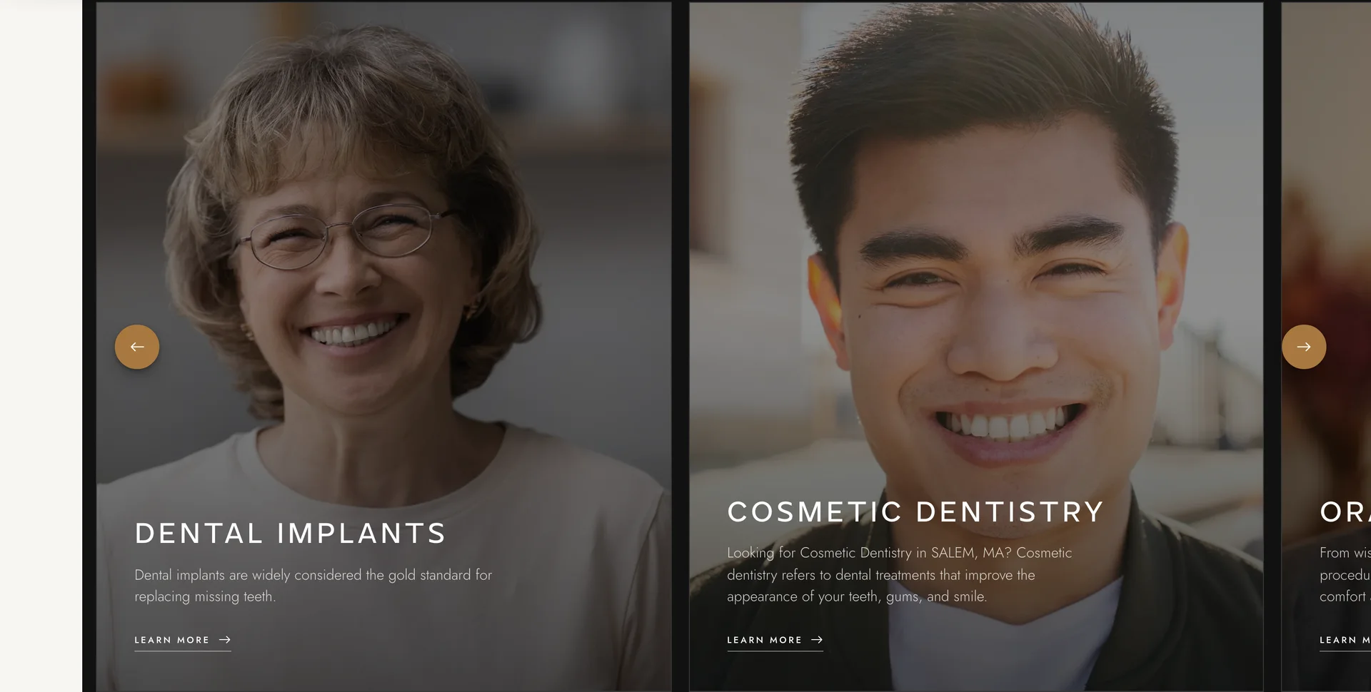 Dark service cards for dental implants and cosmetic dentistry