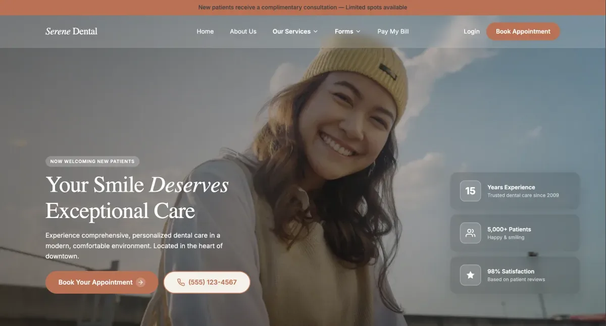 Design 4, a website design for a general and family dentistry practice