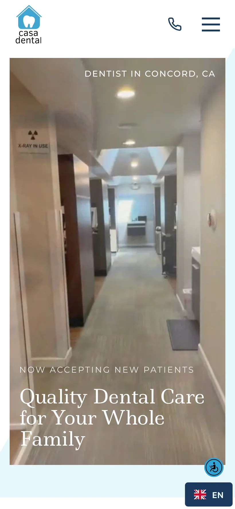 The Casa Dental Group homepage on a phone